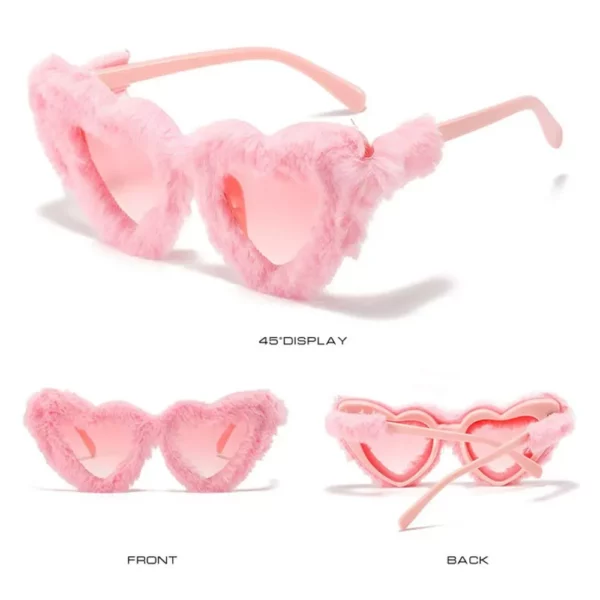 Chic Retro Heart-Shaped Plush Sunglasses
