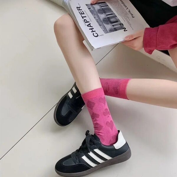 Harajuku Vintage Pink Striped Socks