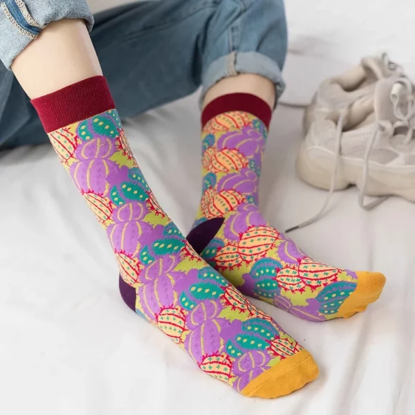 Colorful Cartoon Cotton Long Socks for Women