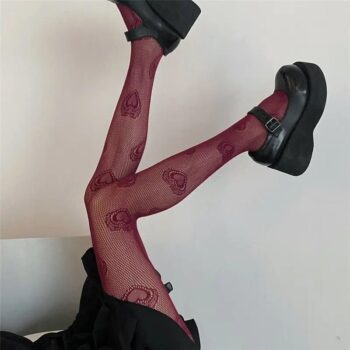 Japanese Lolita Floral Rattan Lace Mesh Tights