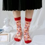 Chic Cartoon Cat & Food Patterned Cotton Socks