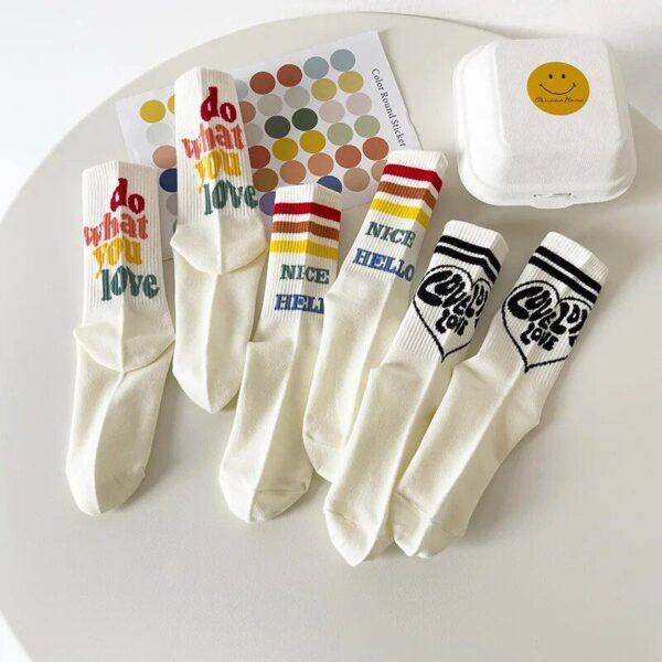 Chic Striped Letter Print Cotton Thermal Socks