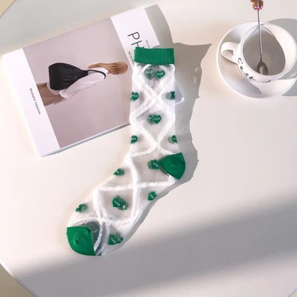 Summer Heart Pattern Mesh Socks for Women - Image 5