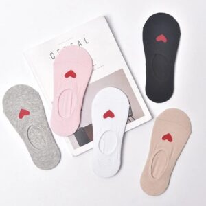 Love Heart Silica Gel Non-slip Boat Socks for Women