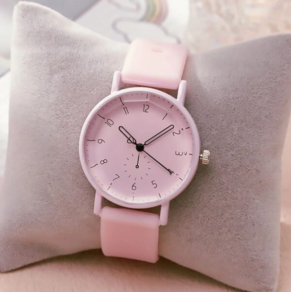 Pink Casual Chic Silicone Strap Ladies Quartz Watch