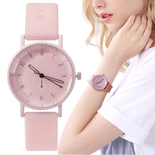 Pink Casual Chic Silicone Strap Ladies Quartz Watch
