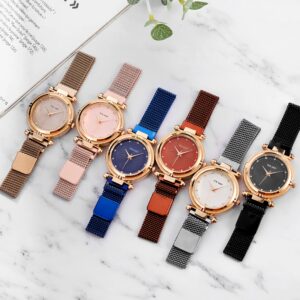 Elegant Rose Pink Quartz Women’s Watch Set
