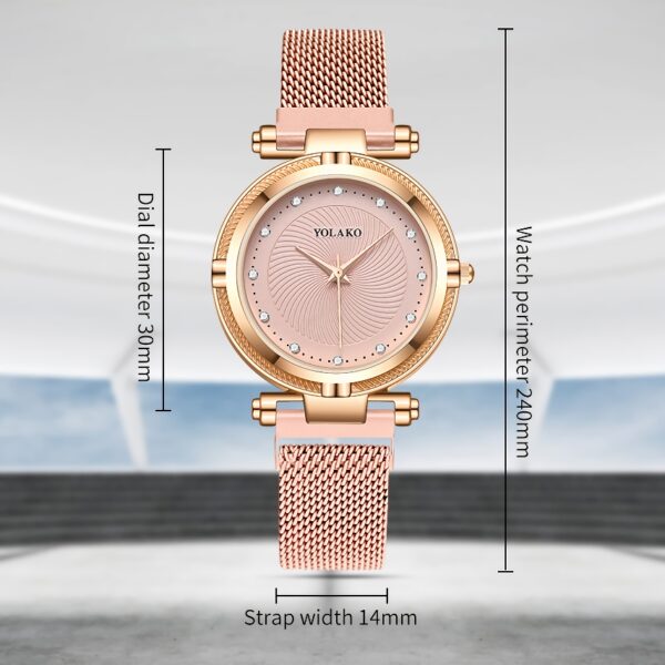 Elegant Rose Pink Quartz Women's Watch Set - Image 6