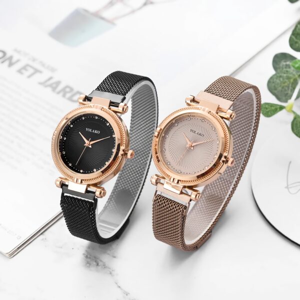 Elegant Rose Pink Quartz Women’s Watch Set