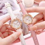 Star Moon Luminous Leather Watch for Girls & Women