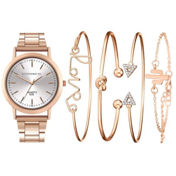 Luxury Quartz Watch & Gemstone Bracelet Set for Women