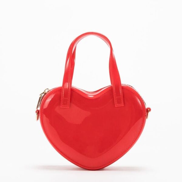 Stylish Heart-Shaped Waterproof Jelly Tote Bag with Chain Strap - Image 2