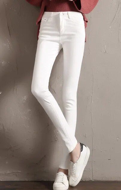 High Waist Stretch Skinny Jeans – Black & White Women’s Denim