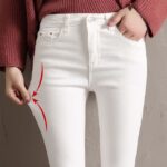 High Waist Stretch Skinny Jeans - Black & White Women's Denim