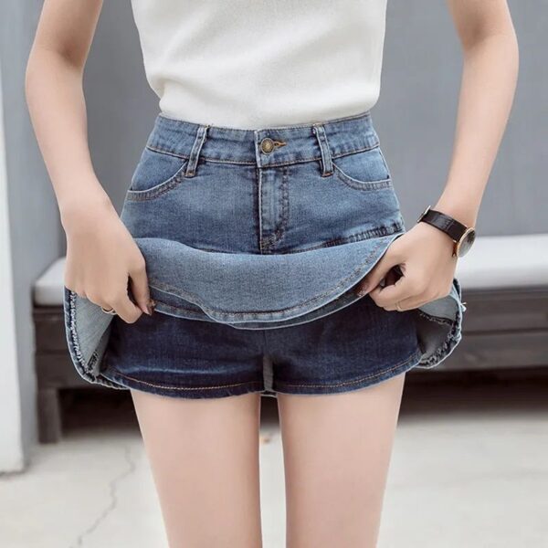 Chic Vintage Denim Mini Skirt – Women’s High-Waisted A-Line with Pockets