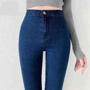 High-Waist Stretch Skinny Jeans – Sexy Gray Denim for Women