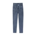 High Waist Fleece-Lined Skinny Denim Pants - Women's Winter Warm Stretch Jeans