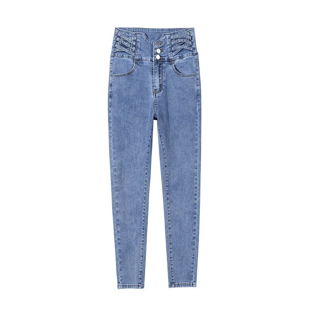 High Waist Fleece-Lined Skinny Denim Pants – Women’s Winter Warm Stretch Jeans