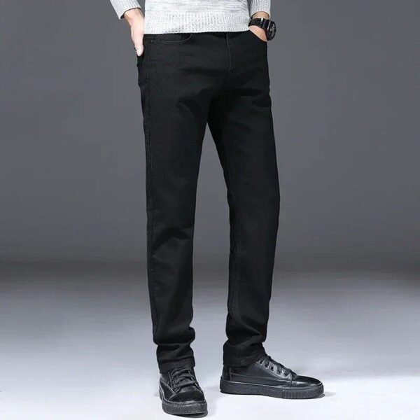 Winter Essential Fleece-Lined Slim Fit Jeans – Men’s Warm Stretch Denim