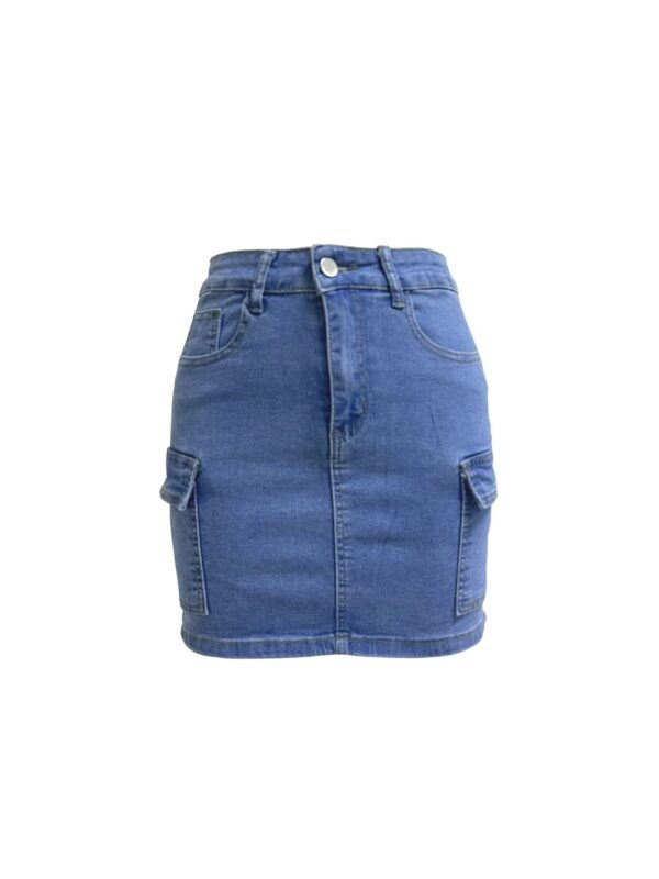 Chic Spliced Pocket Denim Skirt | Casual Mini Jean Skirt for Women