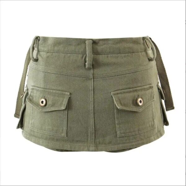 Chic Low Waist Cargo Denim Skirt Shorts with Belt