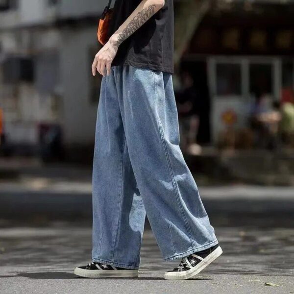 Streetwise Baggy Denim Cargo Jeans – Wide Leg Skateboard Pants for Men