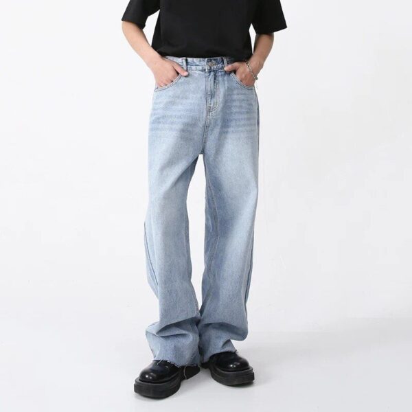 2023 Vintage Wide-Leg Denim Trousers for Men – Casual Korean Fashion