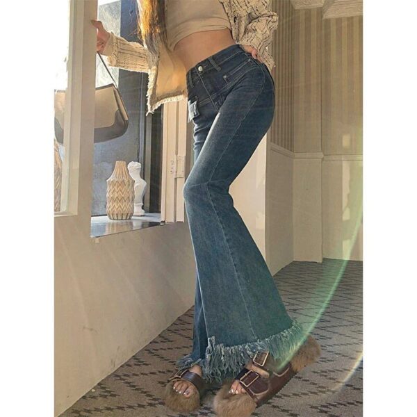 High Waist Straight Ankle-Length Jeans – Vintage Stretch Denim for Women