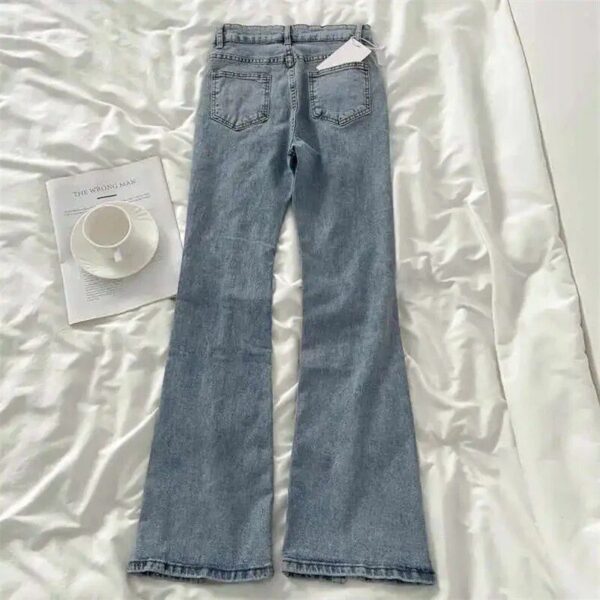 High Waist Flare Pearl Jeans – Slim Fit Ankle-Length Bell Bottoms