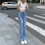 High Waist Flare Skinny Jeans - Fashionable Y2K Inspired Women's Denim