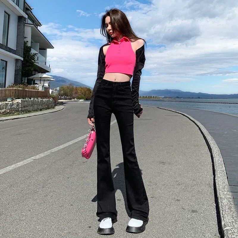 High Waist Flare Skinny Jeans – Fashionable Y2K Inspired Women’s Denim