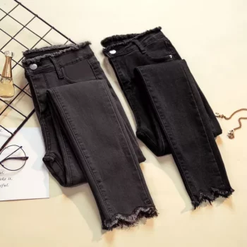 High-Waist Skinny Black Jeans – Women’s Stretch Pencil Pants
