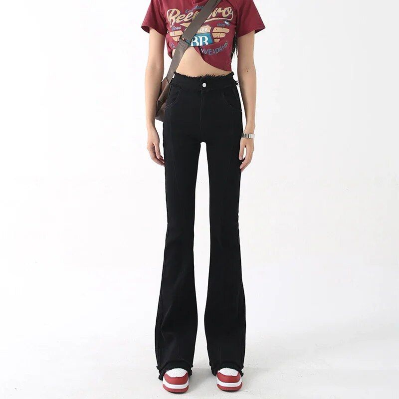 High Waist Flare Retro Jeans – Women’s Vintage Y2K Baggy Denim