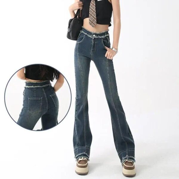 High Waist Flare Retro Jeans – Women’s Vintage Y2K Baggy Denim