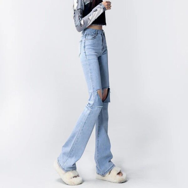 Y2K Inspired Low-Rise Flare Denim Jeans – Casual Slim Fit Stretch Trousers for Women