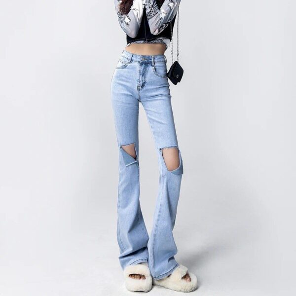 Y2K Inspired Low-Rise Flare Denim Jeans – Casual Slim Fit Stretch Trousers for Women