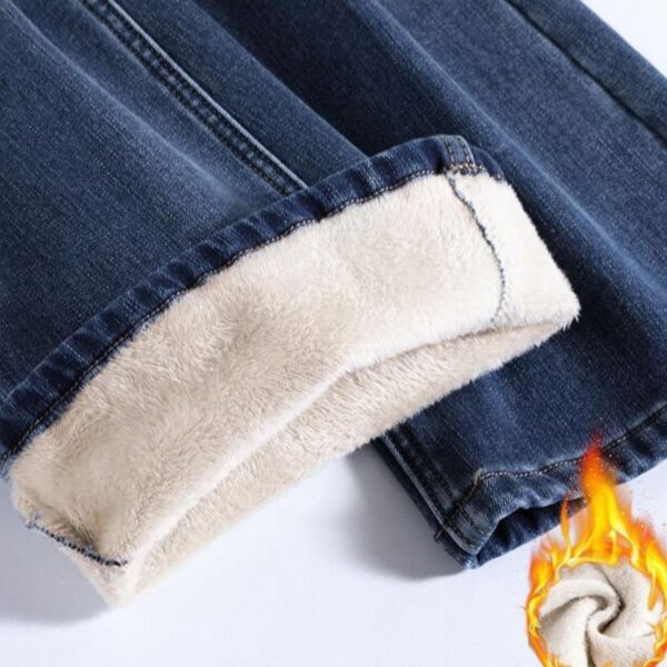 Winter Warm Fleece-Lined Flare Jeans – Mid-Waist Stretch Denim Pants for Women
