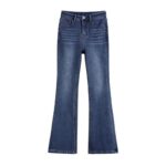 Winter Warm Fleece-Lined Flare Jeans - Mid-Waist Stretch Denim Pants for Women