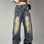 Y2K Gothic Wide-Leg Retro Jeans - Unisex Washed Streetwear Denim