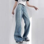 Vintage High-Waisted Baggy Jeans - Y2k Wide Leg Denim Trousers for Women