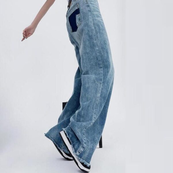 Vintage High-Waisted Baggy Jeans – Y2k Wide Leg Denim Trousers for Women