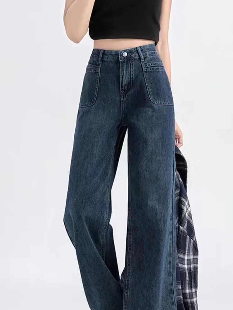 High-Waisted Vintage Wide Leg Denim – Y2K Baggy Mom Jeans