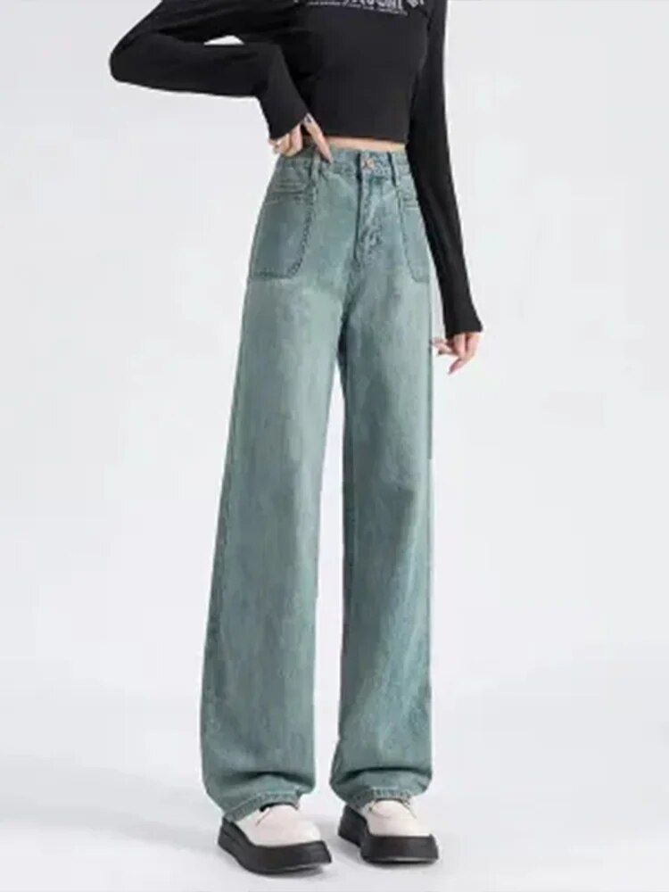 High-Waisted Vintage Wide Leg Denim – Y2K Baggy Mom Jeans