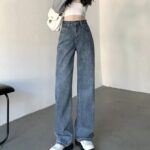 High Waist Y2K Wide Leg Denim - Casual Autumn/Winter Women's Jeans