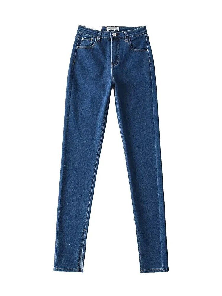 Autumn High Waist Skinny Full-Length Split Jeans