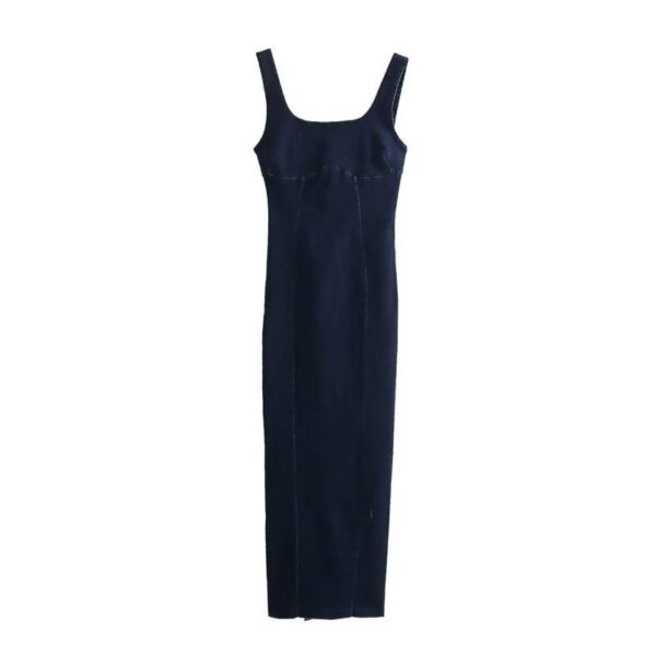 Summer Denim Slip Maxi Dress – Elegant Bodycon with Wide Straps