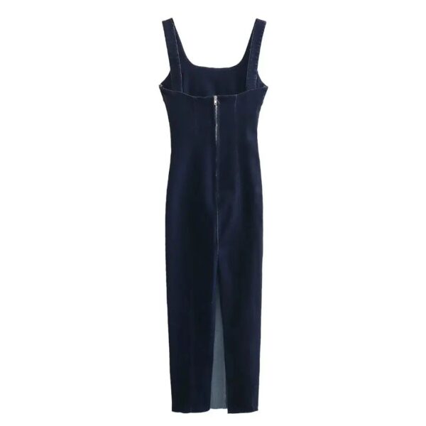 Summer Denim Slip Maxi Dress – Elegant Bodycon with Wide Straps