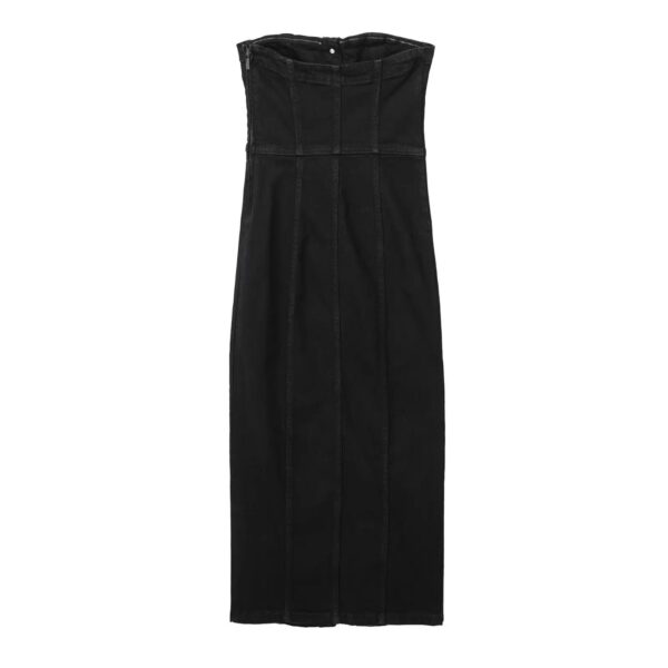 Backless Denim Midi Corset Dress – Sexy Strapless Summer Fashion