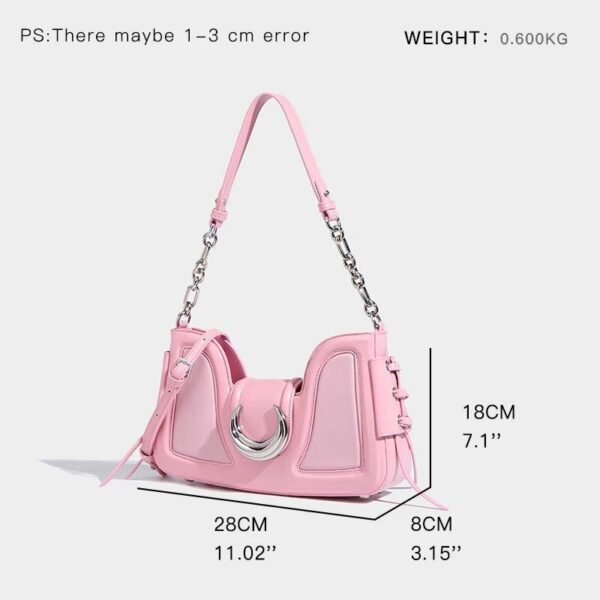 Luxury Pink Half Moon Crossbody Bag - Image 7