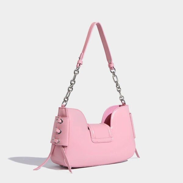 Luxury Pink Half Moon Crossbody Bag - Image 4